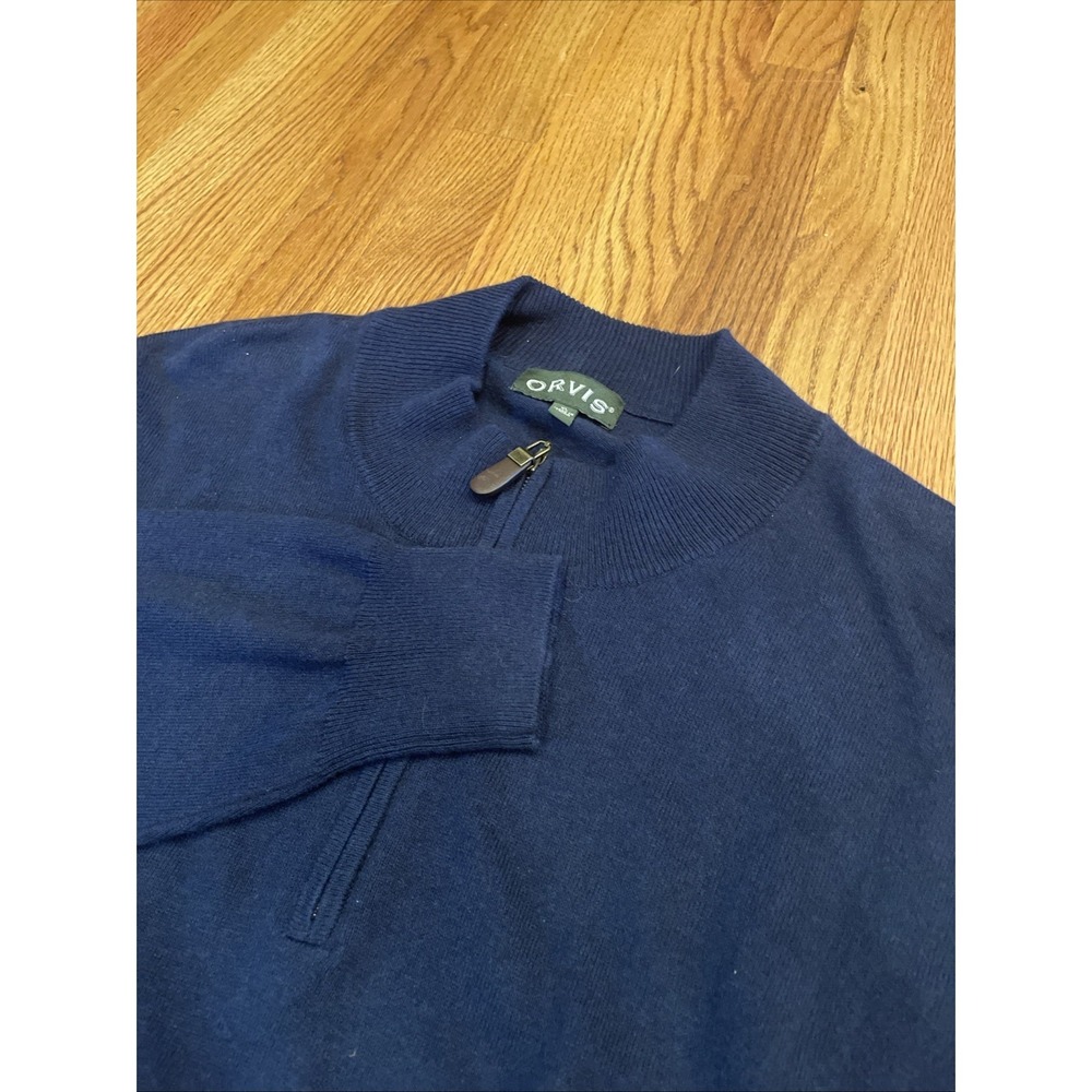 Orvis‎ Men's 1/4 Zip Sweater Cotton Cashmere Long Sleeve Ribbed Collar Size XL